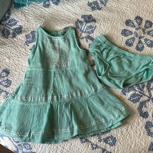 Lucky Brand aqua 2-piece gauze dress 12 months